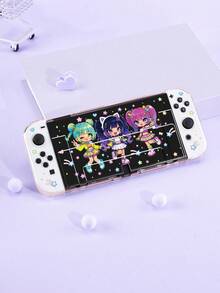 1件女孩偶像插畫圖案，適用於新 Switch 2 (2025) / Switch OLED 遊戲主機配件透明閃亮亮片保護殼，兼容 Joycon 控制器保護套，保護您心愛的遊戲主機，Switch 玩家最佳禮物 - 彩色 - 查看 10