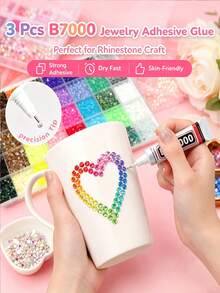 40000 Buah Rhinestone Resin Jelly 40 Warna untuk Kit Glitter DIY, Rhinestone Resin Aneka Warna dengan 3 Buah Lem Perhiasan B7000 10ml untuk Seni Berlian, Kerajinan dan Dekorasi DIY - Beraneka warna - View 7