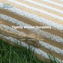 1pc Thick Square Woven Linen Floor Cushion With Handle, Natural Raffia Texture Foam Pad, 50cm/20in Washable Tatami Meditation Mat, Multi-Functional Window Seat Sofa Chair Cushion, Suitable For Living Room Bedroom Balcony Home Decor - Yellow and White Stripes - View 8