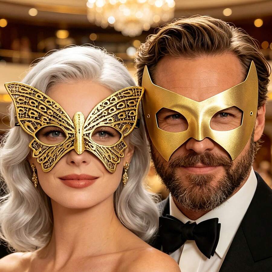 Maschera da mascherata in pizzo a forma di farfalla, maschera dorata sexy da donna, adatta per Natale, Ognissanti, feste, costume di alta qualità per coppie, carnevale, feste veneziane, spettacoli