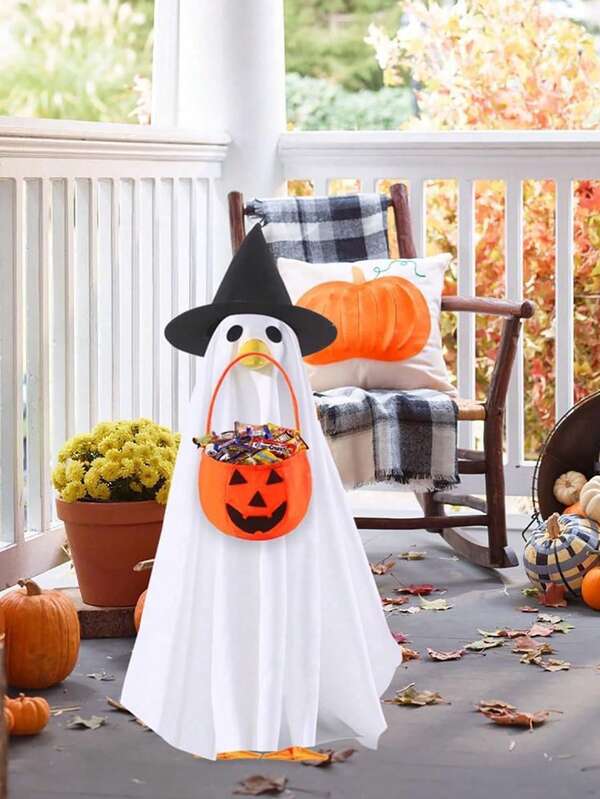 1/2pcs Halloween Porch Goose Costume, Holiday Goose Outfit - Halloween Ghost Costume, Suitable For Halloween Yard Decor Lawn Porch Goose Costume, Halloween Goose Costume Goose Shaped Clothes Porch Goose Clothes Yard Goose Decoration, Halloween Decoration, Halloween, Suitable For Holiday Party, Home Decor
