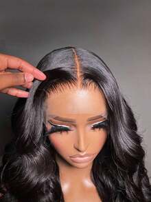 250% Density Body Wave Lace Front Wig Human Blended Hair 13x4/6 Pre Plucked HD Lace Frontal Wig With Baby Hair For Women Pre-Plucked & Pre-Bleached Natural Black Body Wave Hair Style - Natural Black - 查看 4