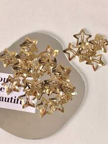 5/10/30/50pcs Colorful Shiny Star Hair Clips, Girls Hip-Hop Personalized Design Hair Accessories, Sweet Cool Fashion Party Hair Clips - Gold - View 2