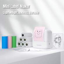 ORICO Desktop Label Printer, Mini Photo Printer, Portable Thermal Label Machine, Includes: 1-6 Rolls White Continuous Stickers/3 Rolls Color Continuous Stickers/3 Rolls White Label Stickers, Bluetooth Connection To Phone, Uses Thermal Paper Inkless Printing, Simple And Fast Operation, Suitable For School, Home, Office, Storage, Party Gifts. - Multicolor - View 5