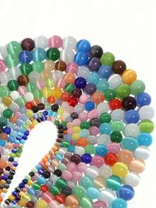 1 Strand Natural Cat's Eye Stone Round Beads Loose Beads Suitable For Jewelry Making DIY Bracelets Necklace Accessories 6/8/10MM - Multicolor - View 3