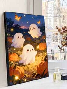 Pintura por números DIY en lienzo con calabazas y fantasmas lindos de Halloween, decoración para el hogar para adultos, regalo festivo hecho a mano - Conjuntos - Ver 4