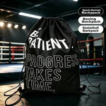 FIVING 1 pieza Mochila de boxeo con cordón, gran capacidad, bolsa de deporte portátil para entrenamiento de baloncesto, almacenamiento de equipo de Muay Thai, kickboxing y entrenamiento - Negro - Ver 2