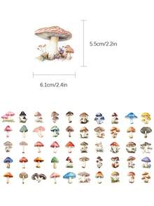 50pcs Mushroom Stickers For Phone Case, Refrigerator, Planner, Diary, Guitar, Scrapbook, Planner, Luggage, Helmet, Skateboard, Laptop School Supplies - Mushroom - View 6
