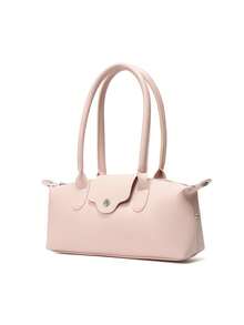 Dedoo Bolso de mano mini clásico de nylon con bloques de color para primavera/verano, bolso bandolera minimalista versátil con forma de concha y correa larga para el hombro - Rosa - Ver 6