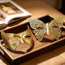 Maschera da mascherata in pizzo a forma di farfalla, maschera dorata sexy da donna, adatta per Natale, Ognissanti, feste, costume di alta qualità per coppie, carnevale, feste veneziane, spettacoli - Dorato - Visualizzare 12