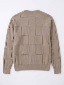SU ER 1pc Men's Casual Knit Sweater, Autumn/Winter - Khaki - View 9