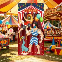 1pc Circus Theme Party Photo Booth Prop, Circus Seal Performance Design, Circus Theme Birthday Photo Prop, Party Universal Photo Backdrop, Indoor Outdoor Photography Photo Backdrop Decoration - Multicolor - View 5
