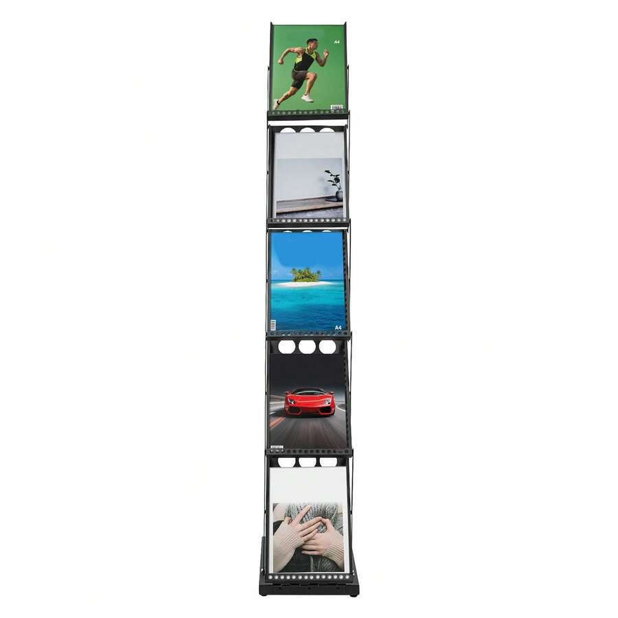 YUNRUX Floor Stand Brochure Stand, 5-Tier Brochure Holder, Foldable Magazine Stand - 1PC - View 1