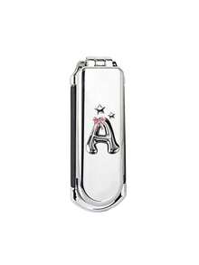 1pc Foldable Air Cushion Massage Comb, Electroplated Silver Color, Personalized Letter A-Z, Pink Bow, Star Pattern, Compact Portable Pocket Comb, Bag Comb, Women's Hair Styling Comb, Suitable As Gift - Silver - View 21