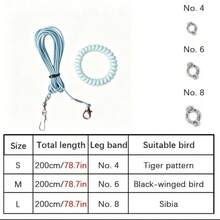 Soft Elastic Bird Flying Training Leash With Anti-Lost Foot Ring, Adjustable Lightweight Parrot Harness Rope With Coil Wrist Band, Outdoor Training Walking Lead For Small Medium Birds Cockatiel Budgie Conure - 1pc Training Hoop - View 4