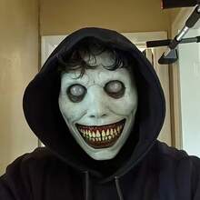 Horror Grinning White Ghost Mask Evil Smiling Demon Mask Scary Role Play Mask Halloween Carnival Haunted House Prank Photo Prop (For Bulk Orders Please Refer To The Last Actual Photo) - View 5