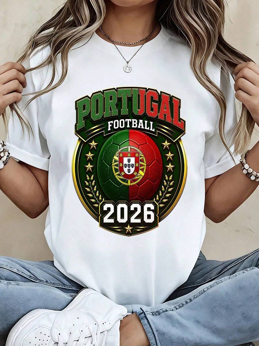 T-Shirt Top Portugal Fußball 2026 Nationalmannschafts-Design für Sportveranstaltungen und Freizeitkleidung - Weiss - Übersicht 1