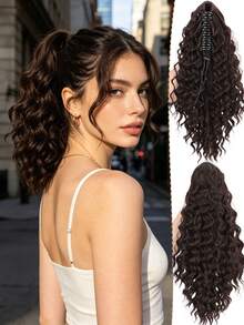 Ekstensi Ekor Kuda Keriting Gelombang Dalam dengan Tali Serut & Jepit Cakar, Tersedia Dua Gaya: Rambut Sintetis Tebal, Bervolume, Tahan Panas, Sentuhan Alami dan Realistis, Rambut Ekor Kuda Palsu untuk Wanita Semua Etnis, Cocok untuk Pesta Sehari-hari, Halloween, Natal, dan Cosplay. - MultiWarna - View 5