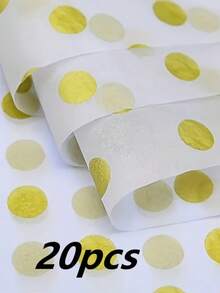 10/20/25/50 張白色背景金色波點圖案棉紙，適用於 DIY 手作、派對小禮品、花束包裝、衣物包裝及生日禮物裝飾 - 白底黃金圓點 - 查看 9