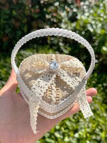1PC Lace Heart Ring Bearer Basket, Vintage Rustic Wedding Ring Box, Engagement Proposal Jewelry Storage Box Wedding Ceremony Decor - View 8