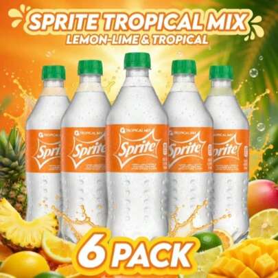 Sprite Tropical Mix Limón-Lima Refresco Carbonatado, Bebida Refrescante, Botellas de 20 Fl Oz, Paquete de 6