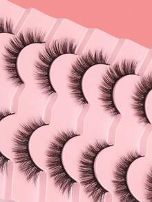7 Pairs Black Natural Eyelashes - Black - View 7