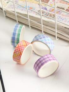 Set Pita Washi Kotak-kotak Warna-warni 16 Gulungan Pita Perekat Dekoratif Kotak-kotak Dasar untuk Seni, Kerajinan DIY, Jurnal, Perencana, Scrapbook, Pembungkus - Pita Washi - View 2