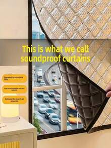 1pc Thermal Insulated Curtain, Windproof & Heat-Insulating, Double-Layer Thickened Fabric, Cold-Proof, Waterproof, Blackout & Sun-Blocking, Sound-Insulating Bedroom Curtain - Thermal Curtains - Black Trim - View 5