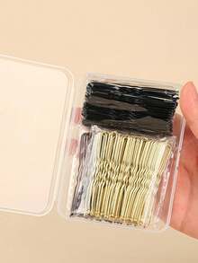 150pcs/50 Pieces/20 Pieces Set Solid Color U-Shaped Clip Straight Hair Clip For Hair Dyeing And Perming.Halloween Hair Accessories, Travel Essentials - Black - View 10