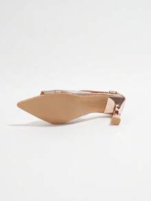Women's Niche Pointed Toe Open Toe Stiletto Heel Woven Single Strap High Heel Mule Sandals - Rose Gold - View 6