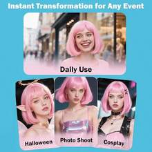 High-Color Short Bob Wig, Holiday Fun Cosplay Party Series Ball Costume Accessory Hairpiece, Women's Daily Wear Fashion Elegant Basic Style Wig - Multicolor - View 11