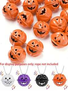 5pcs Metal Halloween Pumpkin Bells - Handmade Bell Hanging Decor, Orange & Black Jack-O'-Lantern Design, Suitable For DIY Crafts, Pet Collars, Home Party Decoration, Keychain Accessories, Ghost Party Accessories, Halloween, Thanksgiving, Harvest Festival Gift Pendants - Multiple Styles - View 2