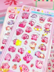 Japanese Cartoon Embossed Fun Stickers Crystal Diamond Children's Decorative Stickers Solid Stickers Cute 3D Embossed Stickers, Fun Sticker Games For Kids, Office And School Decorative Stickers, Craft Reward Puzzle Stickers, Transparent Embossed Creative Craft Stickers. - Multicolor - View 5