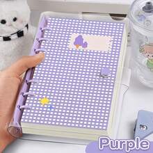 A6 Cute Plaid Transparent PVC Loose-Leaf Notebook, Detachable Loose-Leaf Diary 120 Pages, Lined, Large Capacity, No Sharp Edges, Soft Touch, Back To School Planner, Scrapbook School Supplies - A6 - View 13
