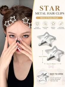 60/30/10-Piece Star Hair Clip Set – A Y2K Fashion Essential. These Stylish Star-Shaped Clips Make It Easy To Create Both Sweet And Androgynous Hairstyles; A Must-Have Accessory Set For Outings And The Back-To-School Season. - One Size Fits All - View 4