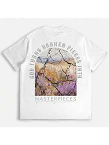 God Turns Broken Pieces Into Masterpieces Christian Tops T Shirt Graphic Motivational Christian Shirt Gift For Religious Gift Tee - 白色 - 查看 1