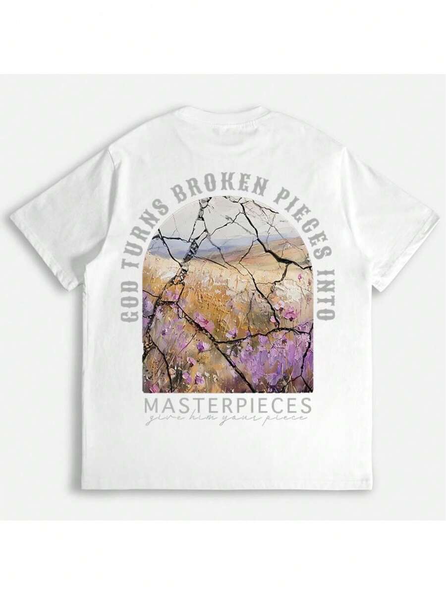 God Turns Broken Pieces Into Masterpieces Christian Tops T Shirt Graphic Motivational Christian Shirt Gift For Religious Gift Tee - 白色 - 查看 1