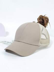 1pc Classic Heart Graphic Ponytail Baseball Cap, Vintage Distressed Mesh Trucker Hat, Breathable Adjustable Women's Dad Hat - Multicolor - View 11