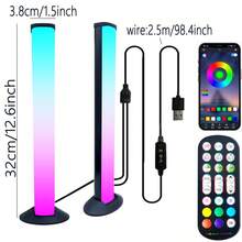 2件組 3按鈕線控 LED 桌面氛圍燈，智慧 APP 控制，USB 供電，音樂同步模式，適合遊戲室、客廳、婚禮、生日、節日派對裝飾 - 2pcs/set - 查看 7