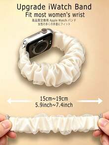 Huastonband 1pc Cream White Braided Elastic Nylon Hair Tie Breathable Comfortable Sports Watch Band For Women, Compatible With Apple Watch 38/40/41/43mm, 42/44/45/46/47/49mm, Suitable Compatible With Apple Watch Ultra/SE/S11/S10/S9/S8/S7/S6/S5/S12, Ideal For Outdoor Sports, Fitness, Young Fashion, White Lace Women's Style, Autumn Beach Accessory, Holiday Gift, Halloween - Milky White - View 3