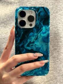 Fashionable Blue And Rose Red Asymmetric Water Ripple Texture Soft Phone Case Compatible With IPhone 17 Pro Max 17 Pro 16 15 14 13 12 Pro Max 14 15 16 Plus 11 15 16 17 Summer Style Anti-Drop Protective Case - Blue - View 2