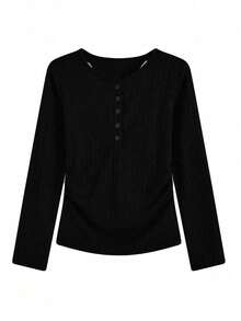 Autumn/Winter 2-In-1 Knit Base Layer Top For Women, Sweet & Spicy Style, Slim Fit Lace Inner Layer, Short Length - Black - View 5