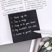 2 Pads 100 Sheets Minimalist Pure Black Sticky Notes, Self-Adhesive Solid Color Tearable Memo Pads, Simple Note Paper For School Office Planner Journal Scrapbook Daily Reminder Stationery Supplies School Supplies - 100Sheets - View 4