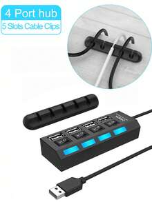 Adaptateur concentrateur USB 2.0 à 4 ports/7 ports, concentrateur multifonction 7-en-1 avec commutateur USB, adaptateur répartiteur portable pour ordinateur, ordinateur portable, téléphone, clé USB, souris, clavier, jeu, lecteur MP3, disque dur et autres périphériques USB. Compatible avec PC, Pro, Mini, Surface Pro, adaptateur OTG, imprimante, appareil photo, ventilateur USB et autres appareils USB. - Noir - Voir 13