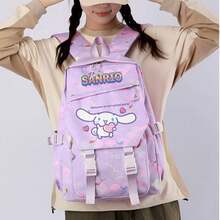 Miniso 紫色美人魚鱗片愛心抱著大耳狗 3合1背包套裝，適用於學校學習、戶外徒步、週末旅行、購物逛街、度假休閒出遊 - 淡紫色 - 查看 2