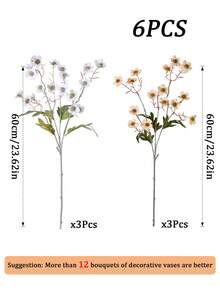 12/6pcs Silk Long Stem Artificial Flowers, Indoor Faux Flowers (White, Champagne), Suitable For Room Decor, Home Decor, Wedding Decor, Outdoor Decor, DIY, Halloween, Christmas, Thanksgiving, Autumn Decor, Birthday Party, Garden Decor, Mother's Day, Valentine's Day - Multicolor - View 10