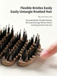 Tired Of Frizzy And Dull Hair? This Multi-Functional Boar Bristle Styling Brush Can Smooth Hair, Nourish Hair Quality And Lift Hair Roots. Get One For Your Best Friend As A Sweet Daily Gift! - Pine Cone Boar Bristle Hair Comb - View 6