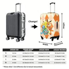 Miniso Pokemon Diamond Argyle Print Elastic Luggage Cover, Washable Suitcase Protector For Business Trip Vacation Travel - Color - View 4