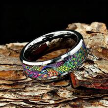 1pc Fashionable Bohemian Peacock Feather Pattern Inlay Ring Exquisite Stainless Steel Rings For Women Men Wedding Band Jewelry Gift Wholesale - Silver - View 8