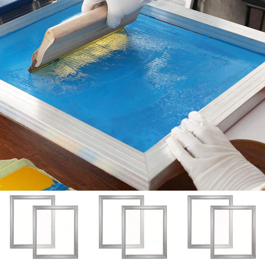 Kit de serigrafía, 6 piezas de marcos de serigrafía de aluminio, marco de serigrafía de 16 x 20 pulgadas con malla de 110 unidades, malla de nailon de alta tensión y cinta selladora para camiset - 6 piezas, 16 x 20 pulgadas, 110 unidades - Ver 1